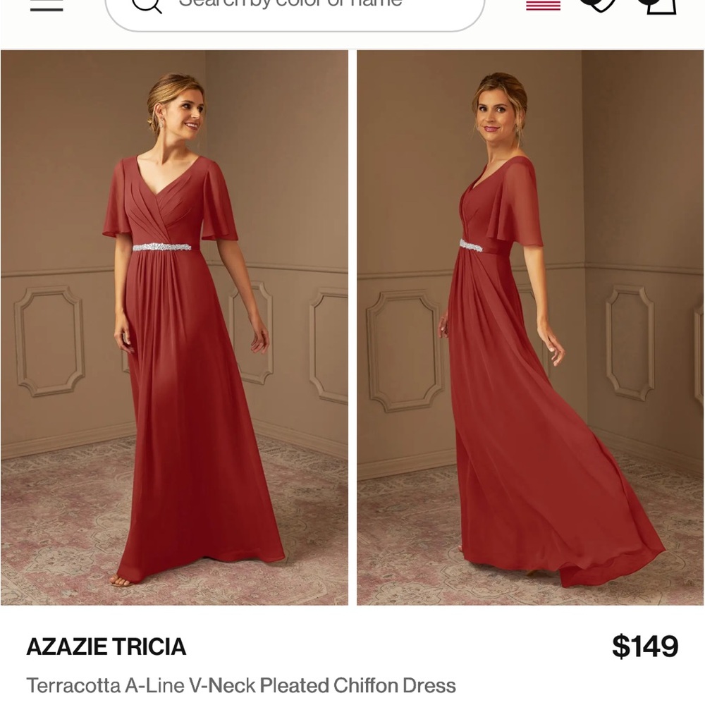 Azazie Tricia Terracotta Maxi Dress